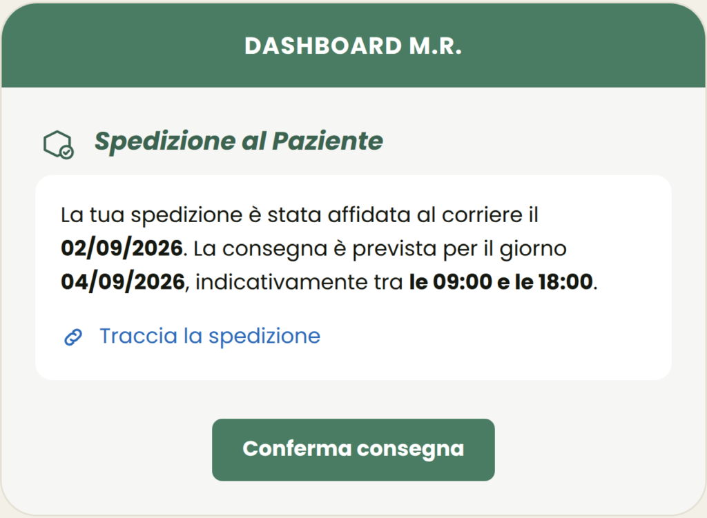 Clinn Care — spedizione al paziente (dati dimostrativi)